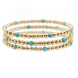 105809, SEMI PRECIOUS STONE ACCENT MULTI LAYERED BALL BEADED STRETCH BRACELET