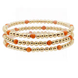 105809, SEMI PRECIOUS STONE ACCENT MULTI LAYERED BALL BEADED STRETCH BRACELET