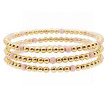 105809, SEMI PRECIOUS STONE ACCENT MULTI LAYERED BALL BEADED STRETCH BRACELET