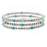 105809, SEMI PRECIOUS STONE ACCENT MULTI LAYERED BALL BEADED STRETCH BRACELET