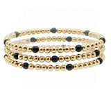 105809, SEMI PRECIOUS STONE ACCENT MULTI LAYERED BALL BEADED STRETCH BRACELET