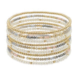 105813, DAINTY BEADED MULTI LAYERED STRETCH BRACELET