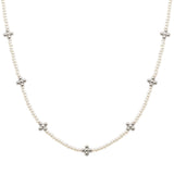 105815, CROSS BALL ACCENT PEARL BEADED NECKLACE