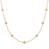105815, CROSS BALL ACCENT PEARL BEADED NECKLACE