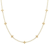 105816, CROSS BALL ACCENT GLASS BEADED NECKLACE