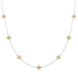 105816, CROSS BALL ACCENT GLASS BEADED NECKLACE