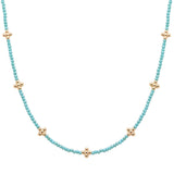 105817, CROSS BALL ACCENT SEMI PRECIOUS STONE BEADED NECKLACE