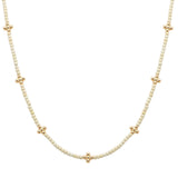 105817, CROSS BALL ACCENT SEMI PRECIOUS STONE BEADED NECKLACE