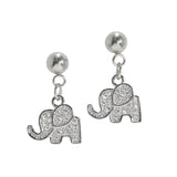 105826, ELEPHANT MICRO PAVE CRYSTAL RHINESTONE STAINLESS STEEL DANGLE EARRING