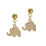 105826, ELEPHANT MICRO PAVE CRYSTAL RHINESTONE STAINLESS STEEL DANGLE EARRING