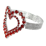 105840, CUTOUT HEART CRYSTAL RHINESTONE STRETCH OPEN CUFF BRACELET