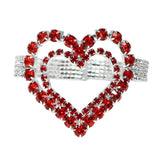 105840, CUTOUT HEART CRYSTAL RHINESTONE STRETCH OPEN CUFF BRACELET