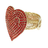 105841, HEART CRYSTAL RHINESTONE STRETCH OPEN CUFF BRACELET