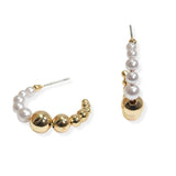 105843, BALL WITH PEARL BEADED ROUND HOOP EARRING