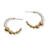 105843, BALL WITH PEARL BEADED ROUND HOOP EARRING