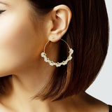 105845, DAINTY FRESHWATER PEARL BEADED ROUND HOOP EARRING