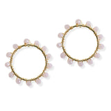 105846, DAINTY BEADED ACCENT ROUND POST EARRING