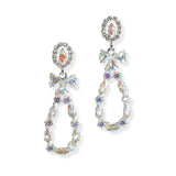 105849, RIBBON BOW ACCENT TEARDROP CUBIC ZIRCONIA DANGLE EARRING