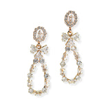 105849, RIBBON BOW ACCENT TEARDROP CUBIC ZIRCONIA DANGLE EARRING