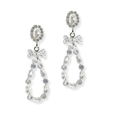 105849, RIBBON BOW ACCENT TEARDROP CUBIC ZIRCONIA DANGLE EARRING
