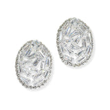 105852, BAGUETTE CUBIC ZIRCONIA ACCENT OVAL SHAPE POST EARRING