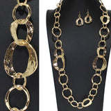 105854, LONG HAMMERED GEOMETRIC METAL CHAIN NECKLACE