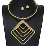 105857, HAMMERED BIG GEOMETRIC CHOKER NECKLACE