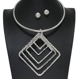 105857, HAMMERED BIG GEOMETRIC CHOKER NECKLACE
