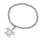 105858, SEA TURTLE CHARM STAINLESS STEEL BEADED STRETCH BRACELET