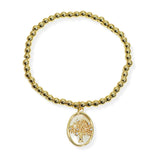 105860, TREE OF LIFE CHARM STAINLESS STEEL BEADED STRETCH BRACELET