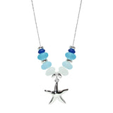 105886, STARFISH CHARM LUCITE STONE BEADED PENDANT NECKLACE