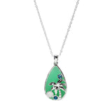 105893, PALM TREE TEARDROP LUCITE STONE PENDANT NECKLACE
