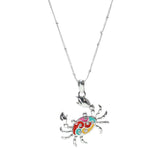 105895, CRAB ENAMEL CRYSTAL RHINESTONE ACCENT PENDANT NECKLACE
