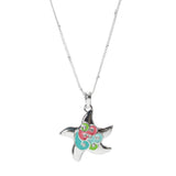 105896, STARFISH ENAMEL CRYSTAL RHINESTONE ACCENT PENDANT NECKLACE