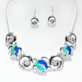 105899, SEA TURTLE ENAMEL ACCENT WITH OCEAN WAVE NECKLACE
