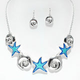 105900, STARFISH ENAMEL ACCENT WITH OCEAN WAVE NECKLACE