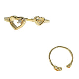 105901, GOLD DIPPED, BRASS, DAINTY CUTOUT HEART WITH SINGLE RHINESTONE CUFF RING