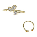 105902, GOLD DIPPED, BRASS, DAINTY PAVE HEART CUFF RING