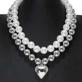 105918, BUBBLE HEART BALL BEADED 2 PIECE NECKLACE SET