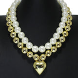 105918, BUBBLE HEART BALL BEADED 2 PIECE NECKLACE SET