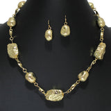 105926, NATURAL STONE LOOK WITH NUGGET BEADED NECKLACE