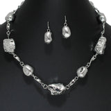 105926, NATURAL STONE LOOK WITH NUGGET BEADED NECKLACE