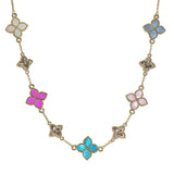 105929, FLOWER CLOVER CELLULOID ACETATE DESIGNER INSPIRED NECKLACE