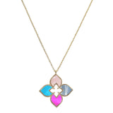 105930, FLOWER CLOVER SHELL DESIGNER INSPIRED PENDANT NECKLACE