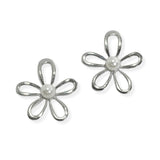 105932, PEARL ACCENT CUTOUT FLOWER STUD EARRING