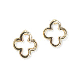 105933, GOLD DIPPED, BRASS, CUTOUT CLOVER STUD EARRING
