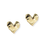 105934, GOLD DIPPED, BRASS, HAMMERED HEART STUD EARRING