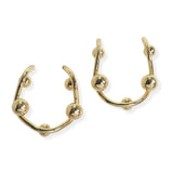 105944, GOLD DIPPED, BRASS, BALL ACCENT U SHAPE EARRING