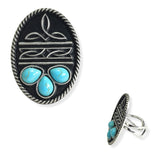 105948, WESTERN ENGRAVED TURQUOISE STONE CUFF RING