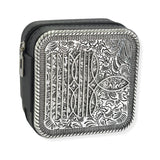 105958, WESTERN THEMED ENGRAVED FAUX LEATHER SQUARE JEWELRY BOX